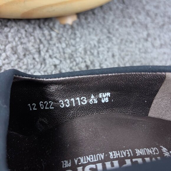 Mephisto Shoes Womens Sz 6.5 Black Patent Leather Slip On Heel Loafer Square Toe - Picture 9 of 11